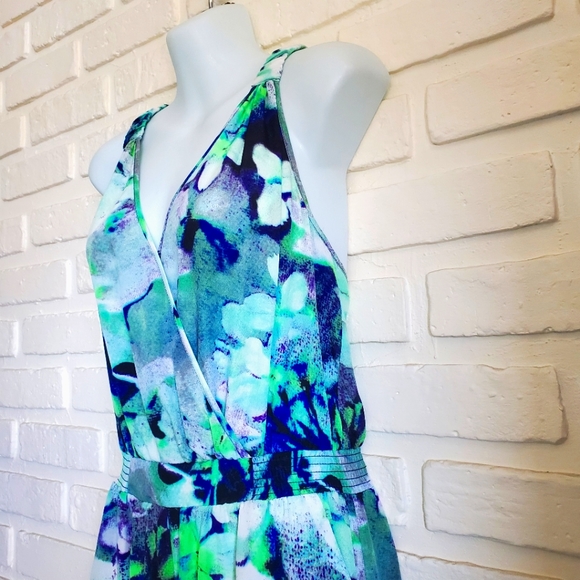 Charlie Jade Jumpsuit Jumper  Floral Tropical Racerback Green Blue Purple Small - Picture 7 of 12